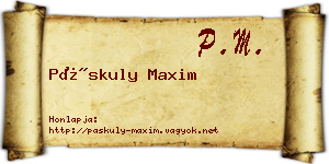 Páskuly Maxim névjegykártya